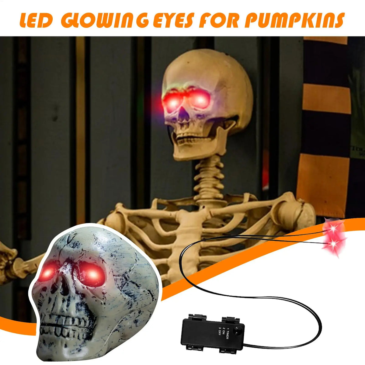 Glowing LED Eyes for Halloween Decor - Auto Timer Light Up Props for Skulls, Pumpkins, Tombstones Indoor Outdoor Spooky Decor