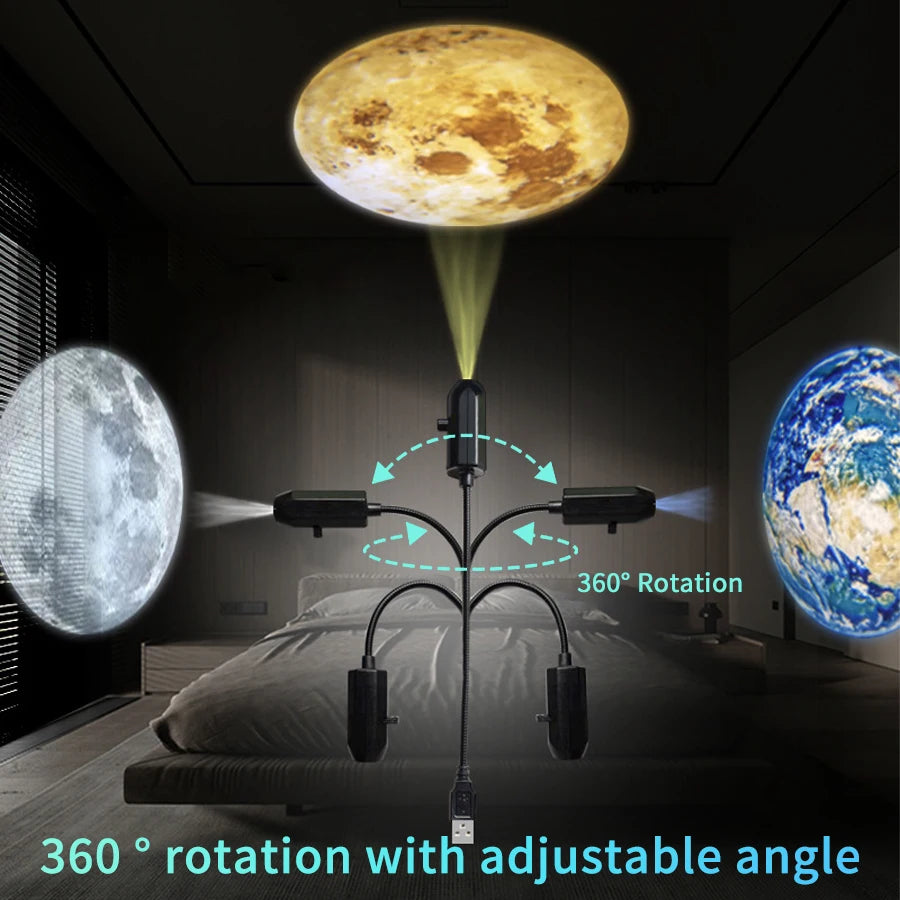 Halloween Led Projection Night Light Pumpkin Ceiling Wall Lamp USB Moon Projector Christmas Atmosphere Mood Light Room Decor